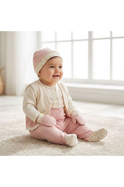 Gaye Girl's Floral Embroidered Ruffled 10-Piece Hospital Discharge Bodysuit S...