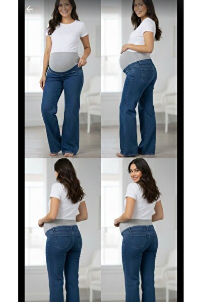 FİDAN FASHİON Fdn Jean Lycra Maternity Pants, Belly Supporting, Flexible, Des...