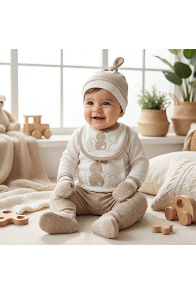 Gaye Erkek Boy Askılı 5 Parça Hastane Çıkışı Zıbın Seti - %100 Pamuk