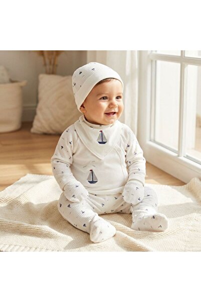 Gaye Erkek Gemili Tonton 5 Parça Hastane Çıkışı Zıbın Seti - %100 Pamuk