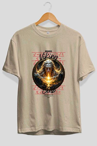 Ankhises Viking Mythology 15 Pre-Printed Beige Oversize T-Shirt Men Women Cot...