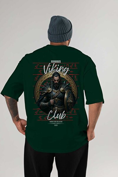 Ankhises Viking Mythology 6 Back Printed Green Oversize T-Shirt Men Women Cot...