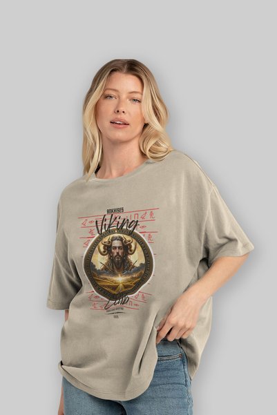 Ankhises Viking Mythology 3 Pre-Printed Beige Oversize T-Shirt Men Women Cotton Crew Neck T-Shirt