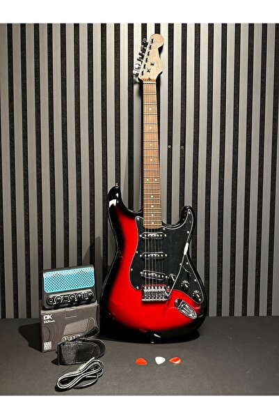 müzikhane Elektro Gitar Seti Mini Şajlı Bluetooth Distorsion+Reverb li Amfi K...