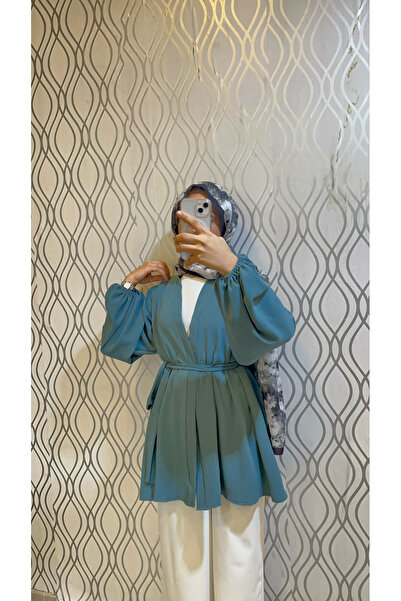 DİLEKBUTİK Ayrobin Belt Kimono with Elasticated Sleeves