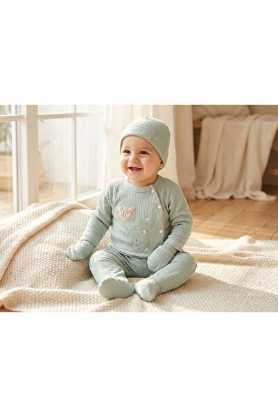Gaye Unisex Balonlu Ayı 5 Parça Hastane Çıkışı Zıbın Seti - %100 Pamuk