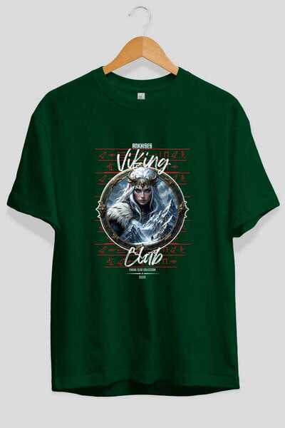 Ankhises Tricou Viking Mythology 19, imprimat în față, verde, supradimensiona...