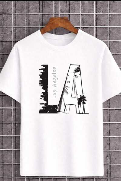 New Shine La Printed Unisex White T-Shirt