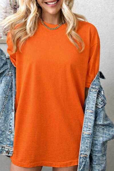 New Shine Solid Color Orange T-Shirt