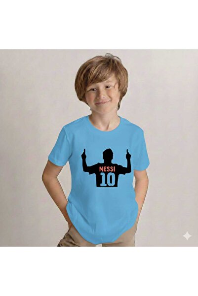 New Shine Messi Printed Baby Blue Kids T-Shirt
