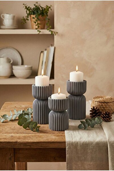 librescraft Modern Dekoratif Üçlü Mumluk Seti