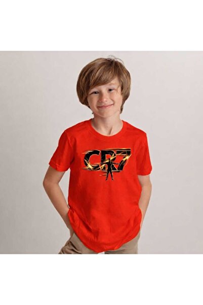 New Shine Cr7 Printed Red Kids T-Shirt