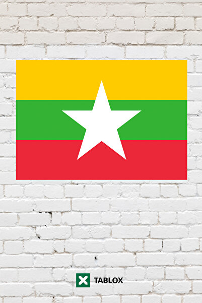 TABLOX Drapelul țării Myanmar Tablou decorativ Tablou din lemn MDF Semn strad...