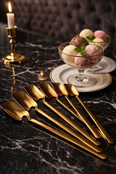 Asemi online Gold Ice Cream Spoon 6 Pieces