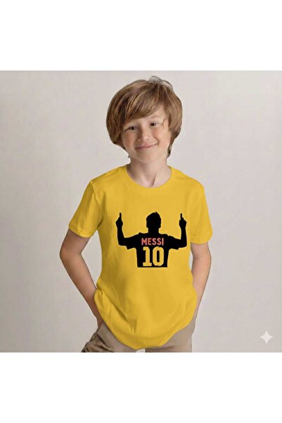 New Shine Messi Printed Yellow Kids T-Shirt