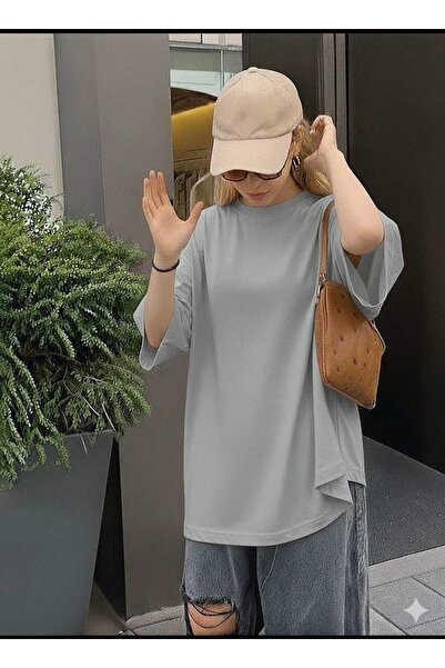 New Shine Solid Color Gray T-Shirt