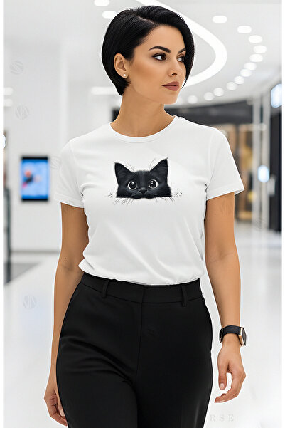 PARUNIV Women's Cut Black Cat T-shirt, fashionable and versatile, comfortable...