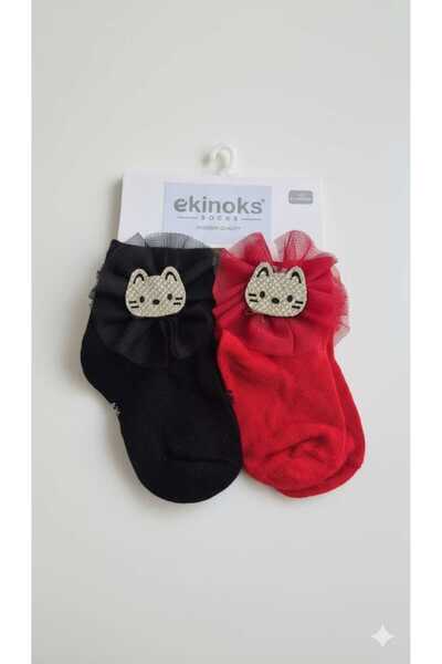 Ekinoks çorap 1 Yaş Dikişsiz Aksesuarlı Kız Bebek Çorabı