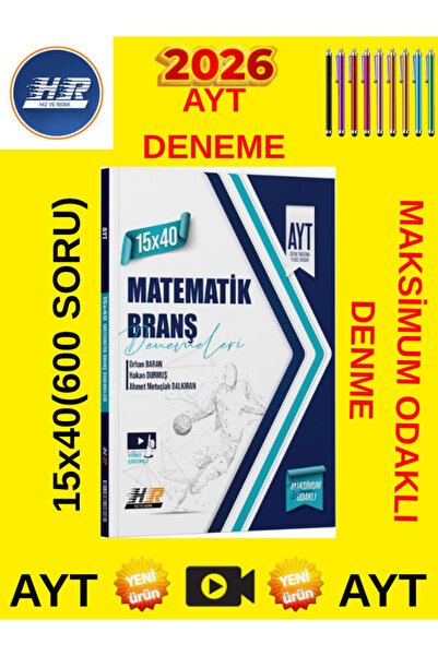 Ens Yayıncılık 2026 Hız ve Renk AYT Matematik 40x10 Video Çözümlü Branş Denem...