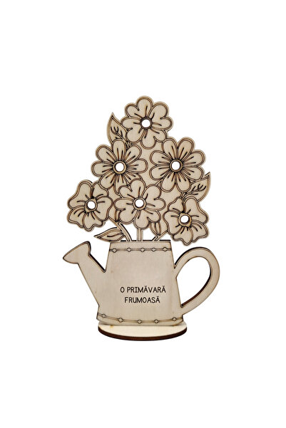 OEM Wooden decoration Sprinkler with flowers, 17x12cm