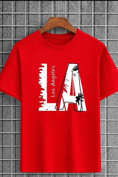 New Shine La Printed Unisex Red T-Shirt