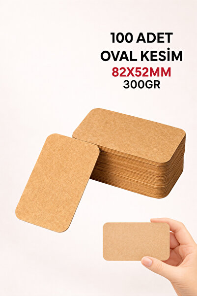 woisco Oval Boş Kraft Kart - Not Kartı - Hediye Notu - Boş Kraft Kağıt 300 Gr...