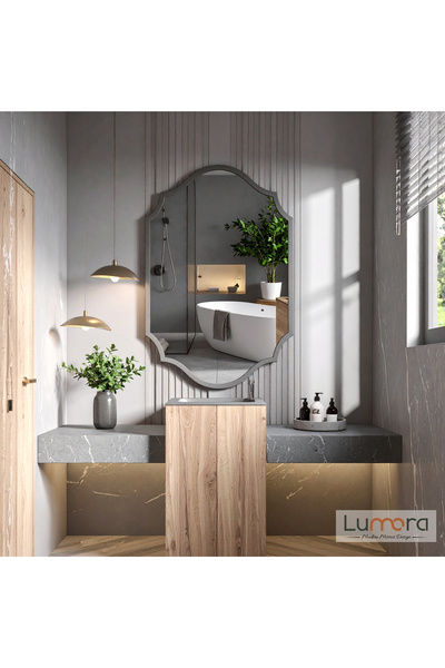 lumora mirror design Zayne Modern Antrasit Boyalı MDF Çerçeveli Dekoratif Ayna