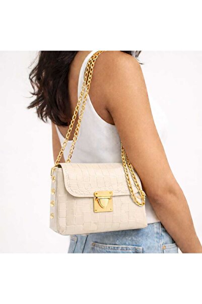 aurellen حقيبة كتف نسائية بحزام سلسلة ونمط جلد التمساح قابلة للقفل، حقيبة يد ...