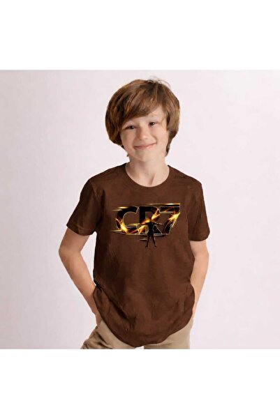 New Shine Cr7 Printed Brown Kids' T-Shirt