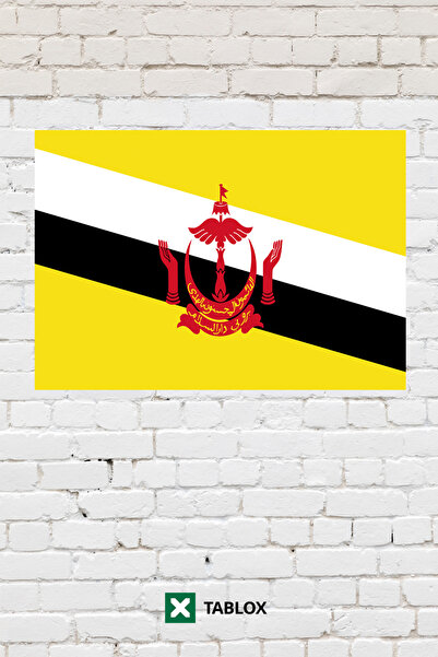 TABLOX Drapelul țării Brunei Tablou decorativ Tablou din lemn MDF Semn strada...