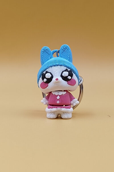 Rodopiva سلسلة مفاتيح على شكل أرنب - حلية متحركة لتزيين الحقائب