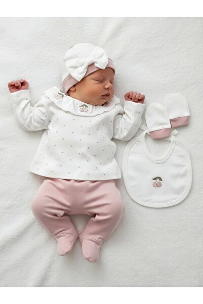 Panfilia 100% Cotton Baby Girl Newborn 5 Piece Hospital Release / Bodysuit Se...