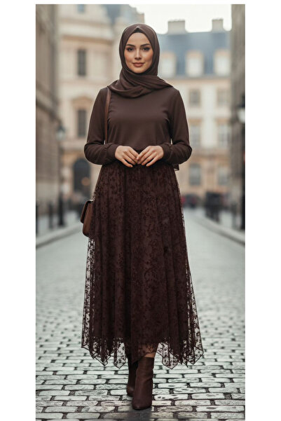 MG trend shop Tül Etek Astarlı Asimetrik Model