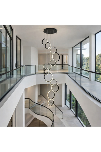 TREND KAFKAS AVİZE “Infinity Drop” Galeri Boşluğu LED Sarkıt Avize – Siyah Mo...
