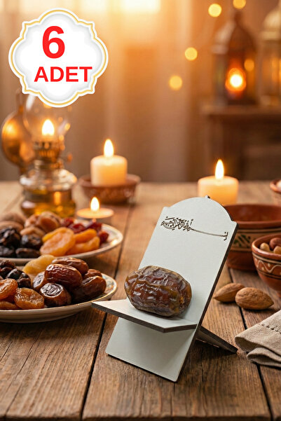 KAŞIKBEY Kubbe Beyaz Hurmalık Ramazana Özel 6 Adet Hurma Sunum Servis Seti İf...