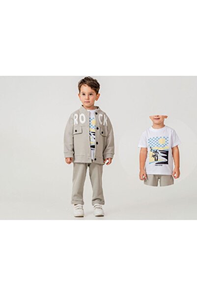mikam Printed Baby Boy 3-Piece Jacket Set