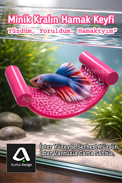 açelya3d Betta Balık Dinlenme Hamak – Beta Vantuzlu Akvaryum Yatak | Konfor A...