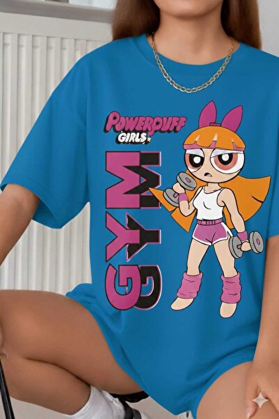 New Shine Powerpuff Girls Printed Baby Blue T-Shirt