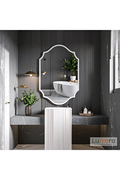 lumora mirror design Zayne Modern Beyaz Boyalı MDF Çerçeveli Dekoratif Ayna