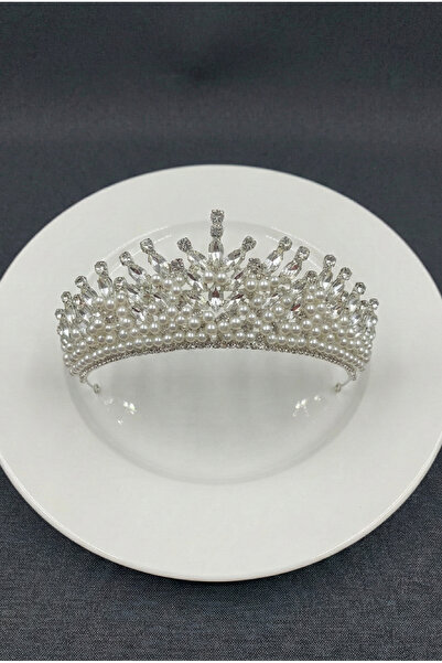 Massaltay Coroană de mireasă cu piatră roșie strălucitoare, coroană de logodn...