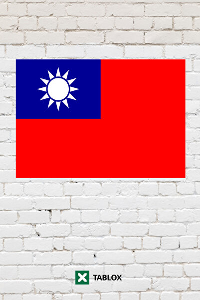 TABLOX Drapelul țării Taiwan Tablou decorativ Tablou din lemn MDF Semn strada...
