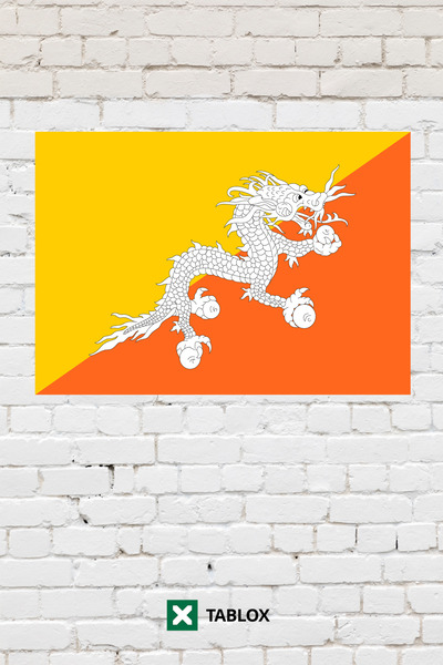 TABLOX Drapelul țării Bhutan Tablou decorativ Tablou din lemn MDF Semn strada...