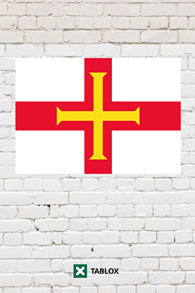 TABLOX Drapelul țării Guernsey Tablou decorativ Tablou din lemn MDF Semn stra...