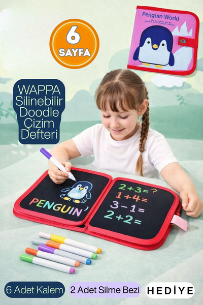 WAPPA Çocuk Çizim Tableti Doodle Silinebilir Çizim Defteri Karalama Defteri E...