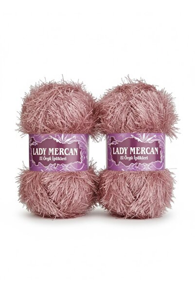 Mercan Simli Sakallı El Örgü İpi gül kurusu / metalik pembe 2 adet