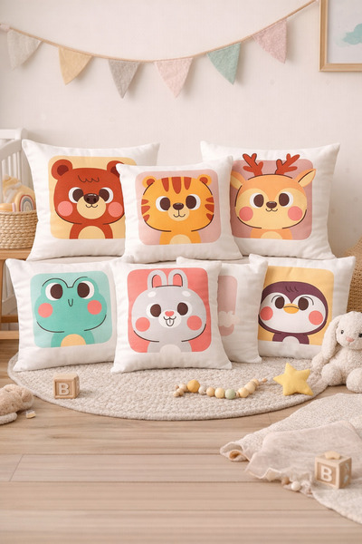 Eshimo Set of 6 Cute Forest Animals Series Decorative Children's Room Pillows...