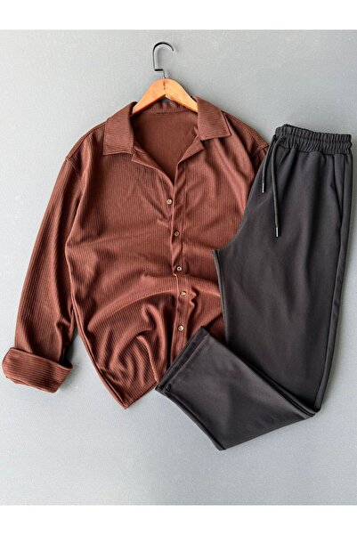 Beylerce Cămașă confortabilă din twill + Pantaloni, Combinație din 2 piese