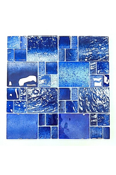 MozaiKristaL Banyo, Havuz ve tüm yüzeyler için Desenli Mavi 30x30cm. Fileli K...