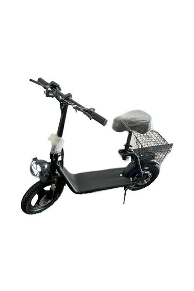 Rally سكوتر كهربائي قوي بإضاءة أمامية وسلة خلفية - لون أسود أنيق
