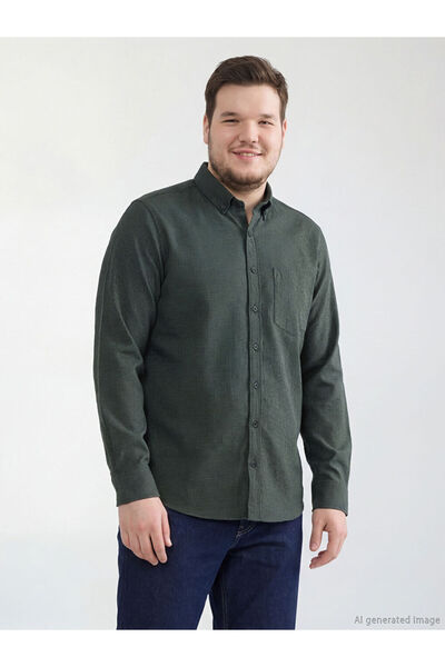 LC Waikiki Giyçık Store Khaki Regular Fit Patterned Men's Shirt